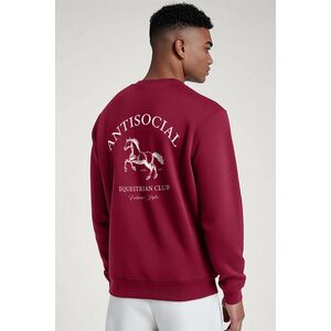 Mikina, Barva Bordó, s Potiskem Antisocial Club obraz