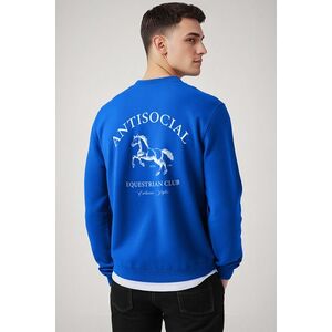 Mikina, Barva Modrá Elektrická, s Potiskem Antisocial Club obraz