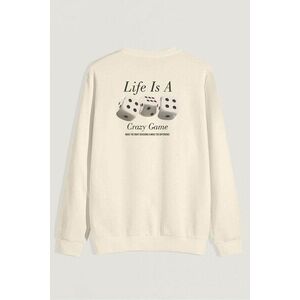 Mikina, Barva Ekru, s Potiskem Life Is A Game obraz
