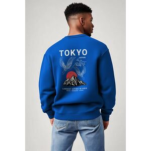 Mikina, Barva Modrá Elektrická, s Potiskem Japanese Sunset obraz
