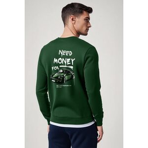Mikina, Barva Zelená, s Potiskem Need Money For obraz