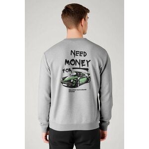 Mikina, Barva Šedá, s Potiskem Need Money For obraz