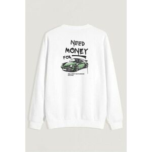 Mikina, Barva Bílá, s Potiskem Need Money For obraz