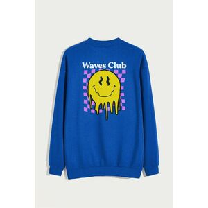 Mikina, Barva Modrá Elektrická, s Potiskem Waves Club obraz