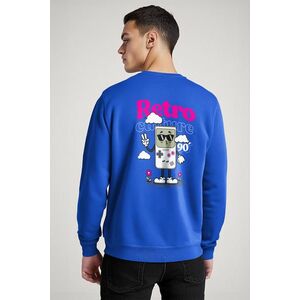 Mikina, Barva Modrá Elektrická, s Potiskem 90s Retro Culture obraz