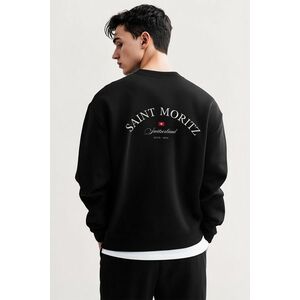 Mikina, Barva Černá, s Potiskem Saint Moritz obraz