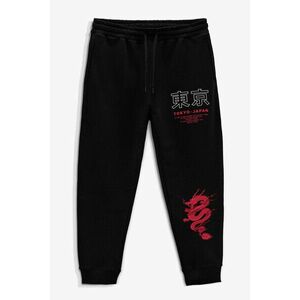 Tepláky Jogger , Barva Černá, s Potiskem Japanese Dragon obraz