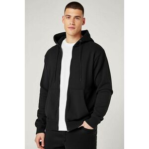 Mikina s Kapucí na Zip, Barva Černá, s Potiskem Basic Zipper obraz