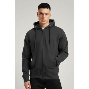 Mikina s Kapucí na Zip, Barva Železitě Šedá, s Potiskem Basic Zipper obraz