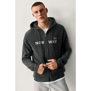 Mikina s Kapucí na Zip, Barva Železitě Šedá, s Potiskem Norway Expedition obraz
