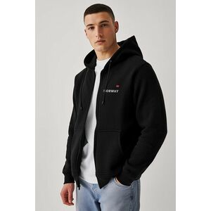 Mikina s Kapucí na Zip, Barva Černá, s Potiskem Norway obraz