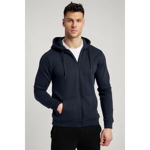 Mikina s Kapucí na Zip, Barva Modrá, s Potiskem Monaco Calligraphy Grey obraz