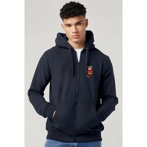 Mikina s Kapucí na Zip, Barva Modrá, s Potiskem Ski Club Teddy obraz