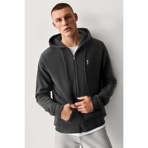 Mikina s Kapucí na Zip, Barva Železitě Šedá, s Potiskem Golf Swing Logo obraz