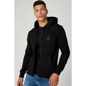 Mikina s Kapucí na Zip, Barva Černá, s Potiskem Smiley Face obraz