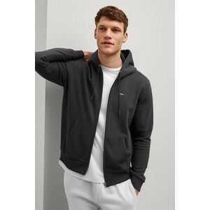 Mikina s Kapucí na Zip, Barva Železitě Šedá, s Potiskem Italian Stripe Centered obraz