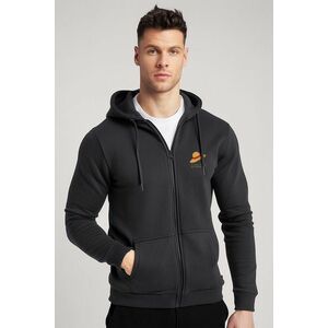 Mikina s Kapucí na Zip, Barva Železitě Šedá, s Potiskem Wide Brim Hat obraz