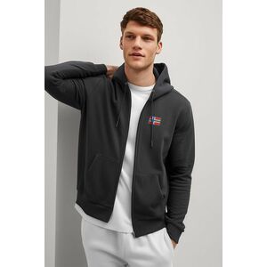 Mikina s Kapucí na Zip, Barva Železitě Šedá, s Potiskem Norwegian Flag Minimal obraz