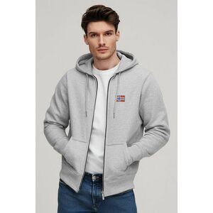 Mikina s Kapucí na Zip, Barva Šedá, s Potiskem Norwegian Flag Minimal obraz
