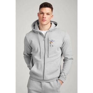 Mikina s Kapucí na Zip, Barva Šedá, s Potiskem Baseball Teddy obraz