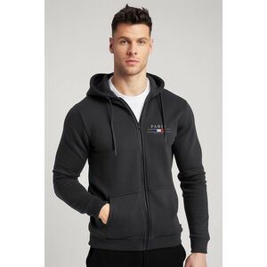 Mikina s Kapucí na Zip, Barva Železitě Šedá, s Potiskem Paris La Vie obraz