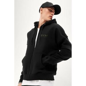 Mikina s Kapucí na Zip, Barva Černá, s Potiskem Gym Therapy obraz