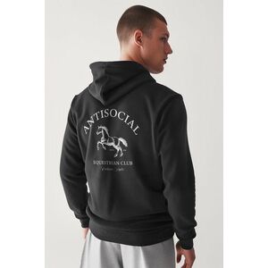 Mikina s Kapucí na Zip, Barva Železitě Šedá, s Potiskem Antisocial Club obraz
