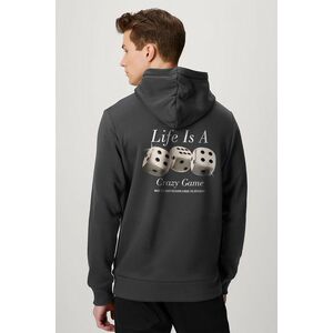 Mikina s Kapucí na Zip, Barva Železitě Šedá, s Potiskem Life Is A Game obraz