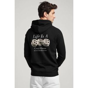 Mikina s Kapucí na Zip, Barva Černá, s Potiskem Life Is A Game obraz