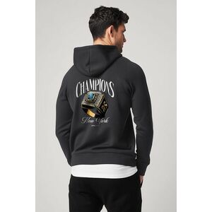 Mikina s Kapucí na Zip, Barva Železitě Šedá, s Potiskem Championship Ring obraz