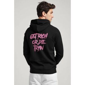 Mikina s Kapucí na Zip, Barva Černá, s Potiskem Get Rich obraz