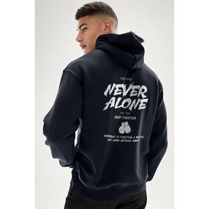 Mikina s Kapucí na Zip, Barva Modrá, s Potiskem Never Alone obraz