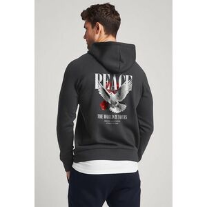 Mikina s Kapucí na Zip, Barva Železitě Šedá, s Potiskem The World Is Yours obraz