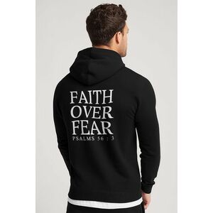 Mikina s Kapucí na Zip, Barva Černá, s Potiskem Faith Over Fear obraz