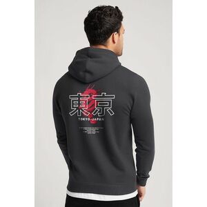 Mikina s Kapucí na Zip, Barva Železitě Šedá, s Potiskem Japanese Dragon obraz