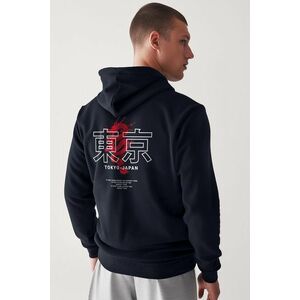 Mikina s Kapucí na Zip, Barva Modrá, s Potiskem Japanese Dragon obraz