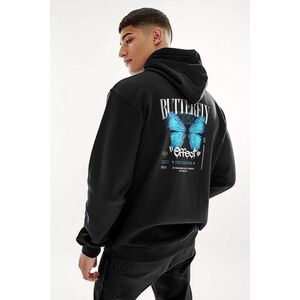 Mikina s Kapucí na Zip, Barva Černá, s Potiskem Butterfly Effect obraz