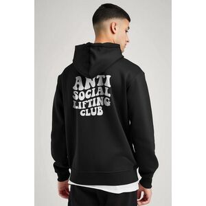 Mikina s Kapucí na Zip, Barva Černá, s Potiskem Antisocial Lifting Club obraz
