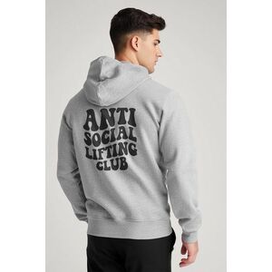 Mikina s Kapucí na Zip, Barva Šedá, s Potiskem Antisocial Lifting Club obraz