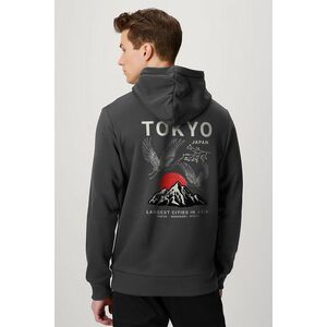 Mikina s Kapucí na Zip, Barva Železitě Šedá, s Potiskem Japanese Sunset obraz