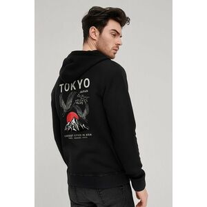 Mikina s Kapucí na Zip, Barva Černá, s Potiskem Japanese Sunset obraz