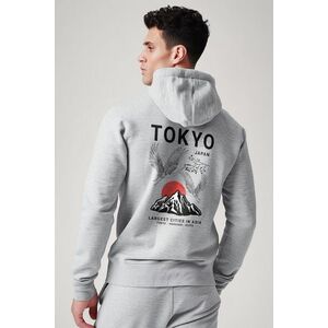 Mikina s Kapucí na Zip, Barva Šedá, s Potiskem Japanese Sunset obraz