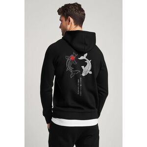 Mikina s Kapucí na Zip, Barva Černá, s Potiskem Yin Yang Koi Fish obraz