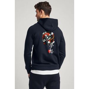 Mikina s Kapucí na Zip, Barva Modrá, s Potiskem Koi Fish obraz