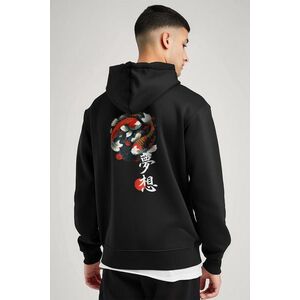 Mikina s Kapucí na Zip, Barva Černá, s Potiskem Koi Fish obraz