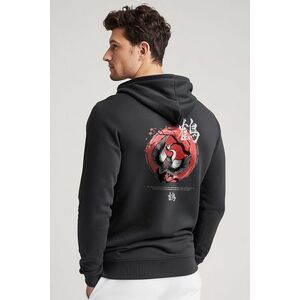 Mikina s Kapucí na Zip, Barva Železitě Šedá, s Potiskem Japanese Toki Bird obraz