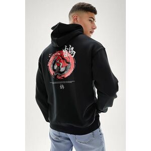 Mikina s Kapucí na Zip, Barva Černá, s Potiskem Japanese Toki Bird obraz