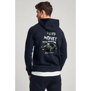 Mikina s Kapucí na Zip, Barva Modrá, s Potiskem Need Money For obraz