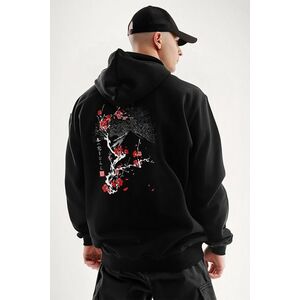 Mikina s Kapucí na Zip, Barva Černá, s Potiskem Sakura obraz