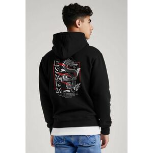 Mikina s Kapucí na Zip, Barva Černá, s Potiskem Osaka obraz